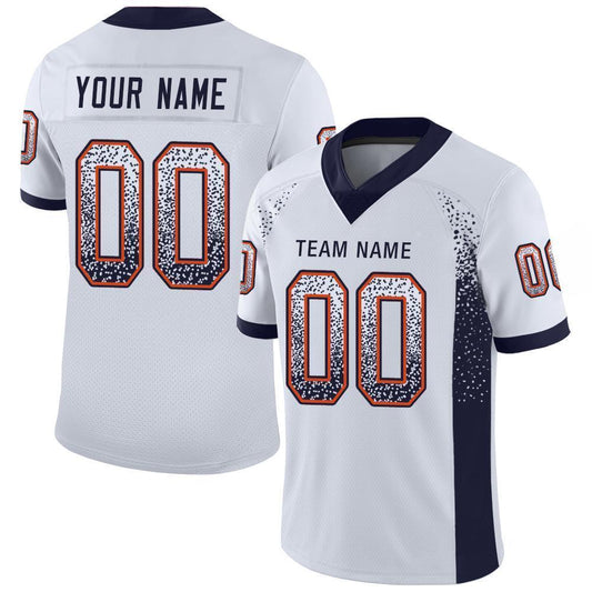 Custom White Navy-Orange Drift Fashion Football Jersey - Main View