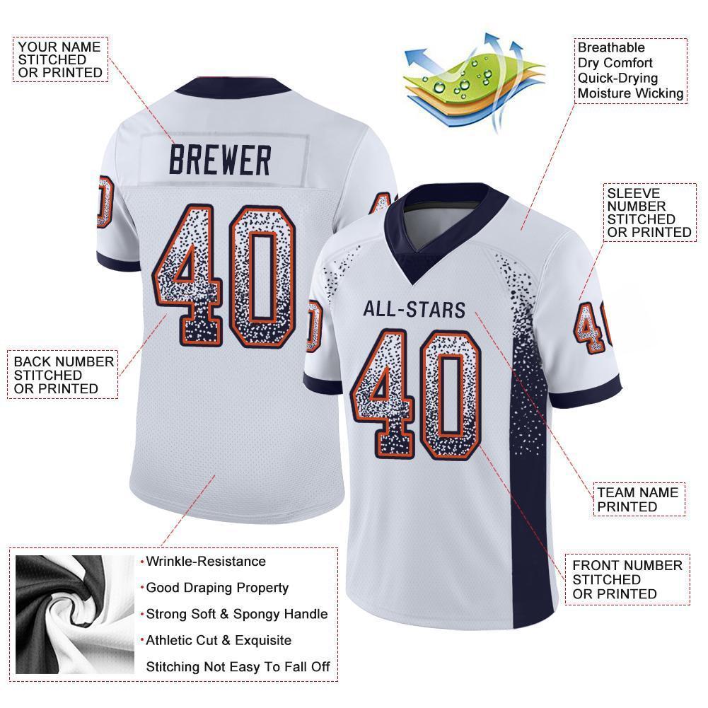 Custom White Navy-Orange Drift Fashion Football Jersey view 3