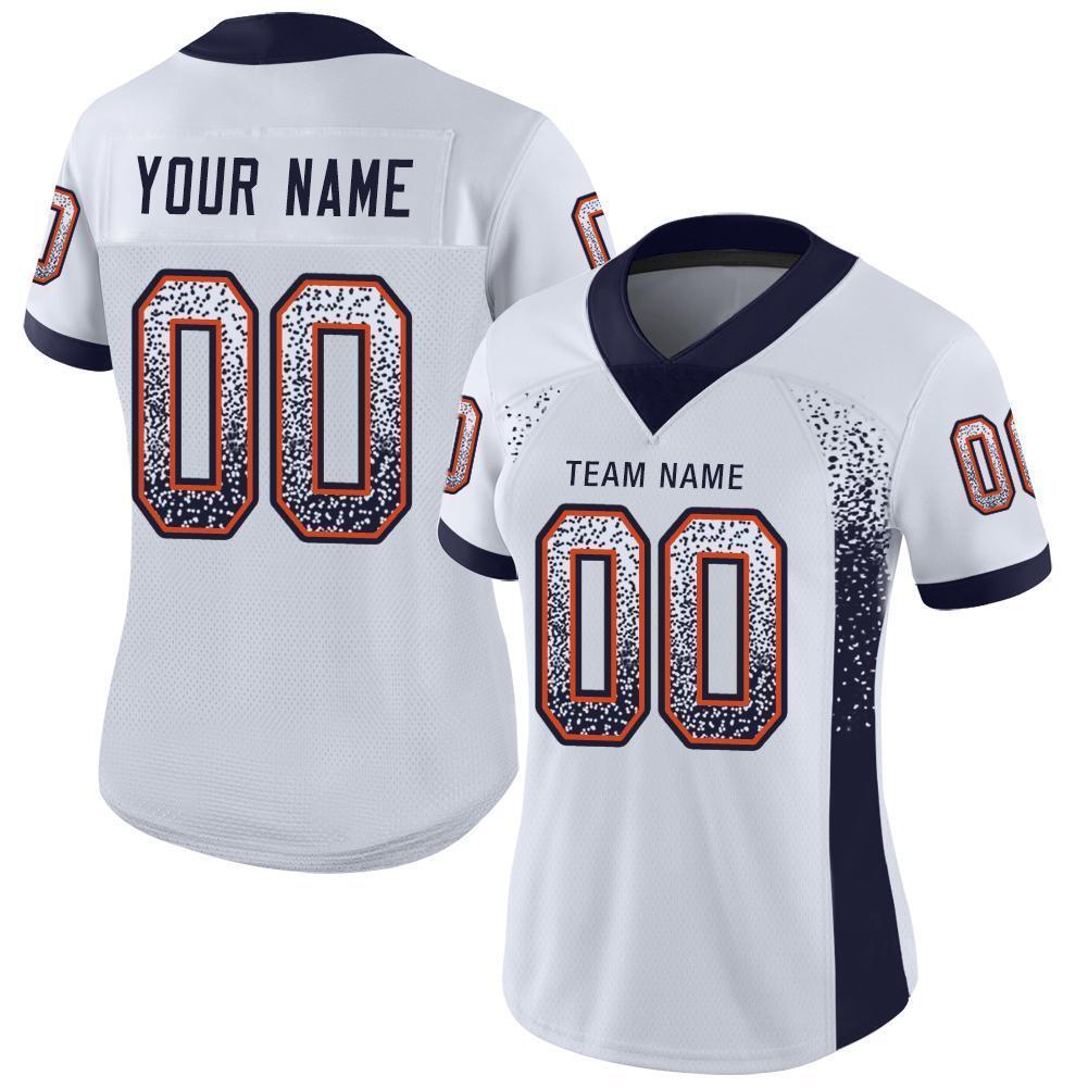 Custom White Navy-Orange Drift Fashion Football Jersey view 2