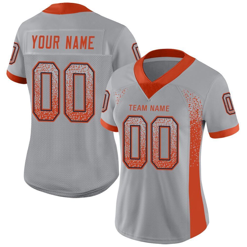 Custom Light Gray Orange-Navy Drift Fashion Football Jersey view 2