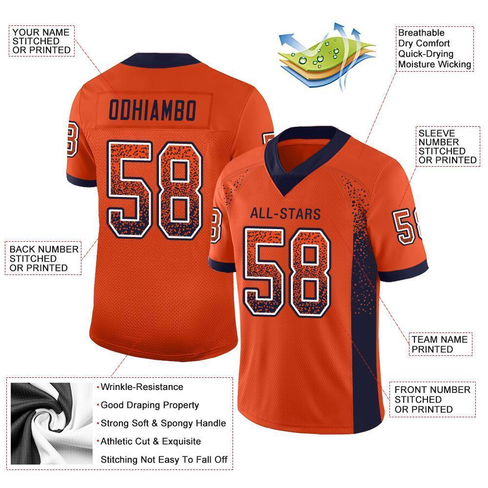 Custom Orange Navy-White Drift Fashion Football Jersey view 3