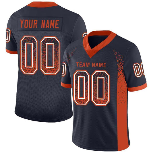 Custom Navy Orange-White Drift Fashion Football Jersey - Main View