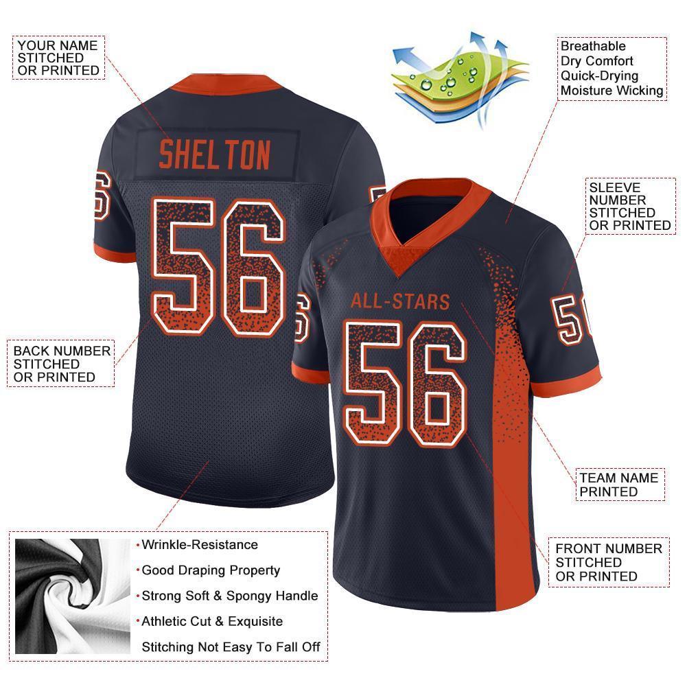 Custom Navy Orange-White Drift Fashion Football Jersey view 3