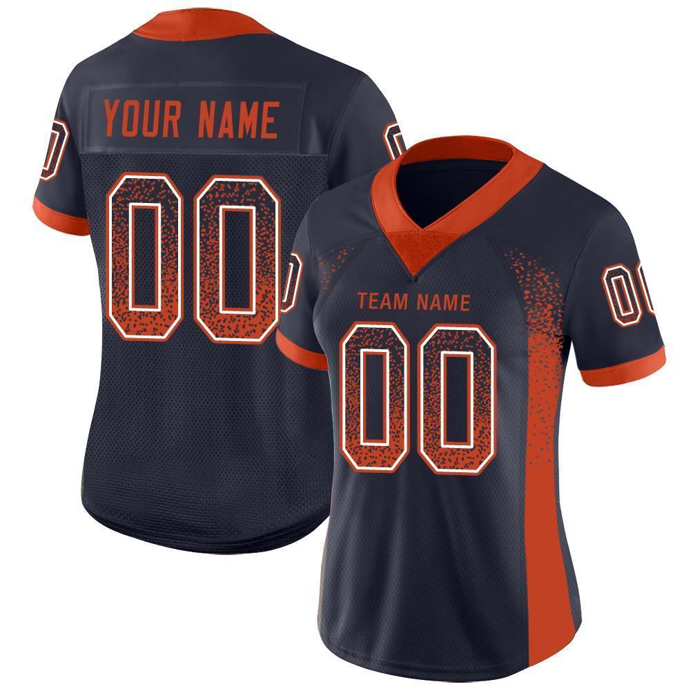 Custom Navy Orange-White Drift Fashion Football Jersey view 2