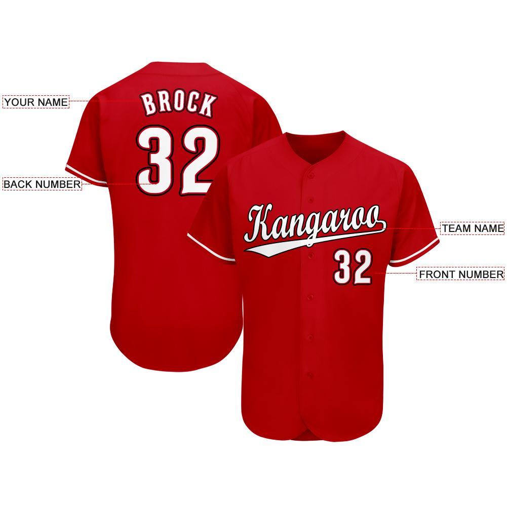 Custom Red White-Black Baseball Jersey view 4