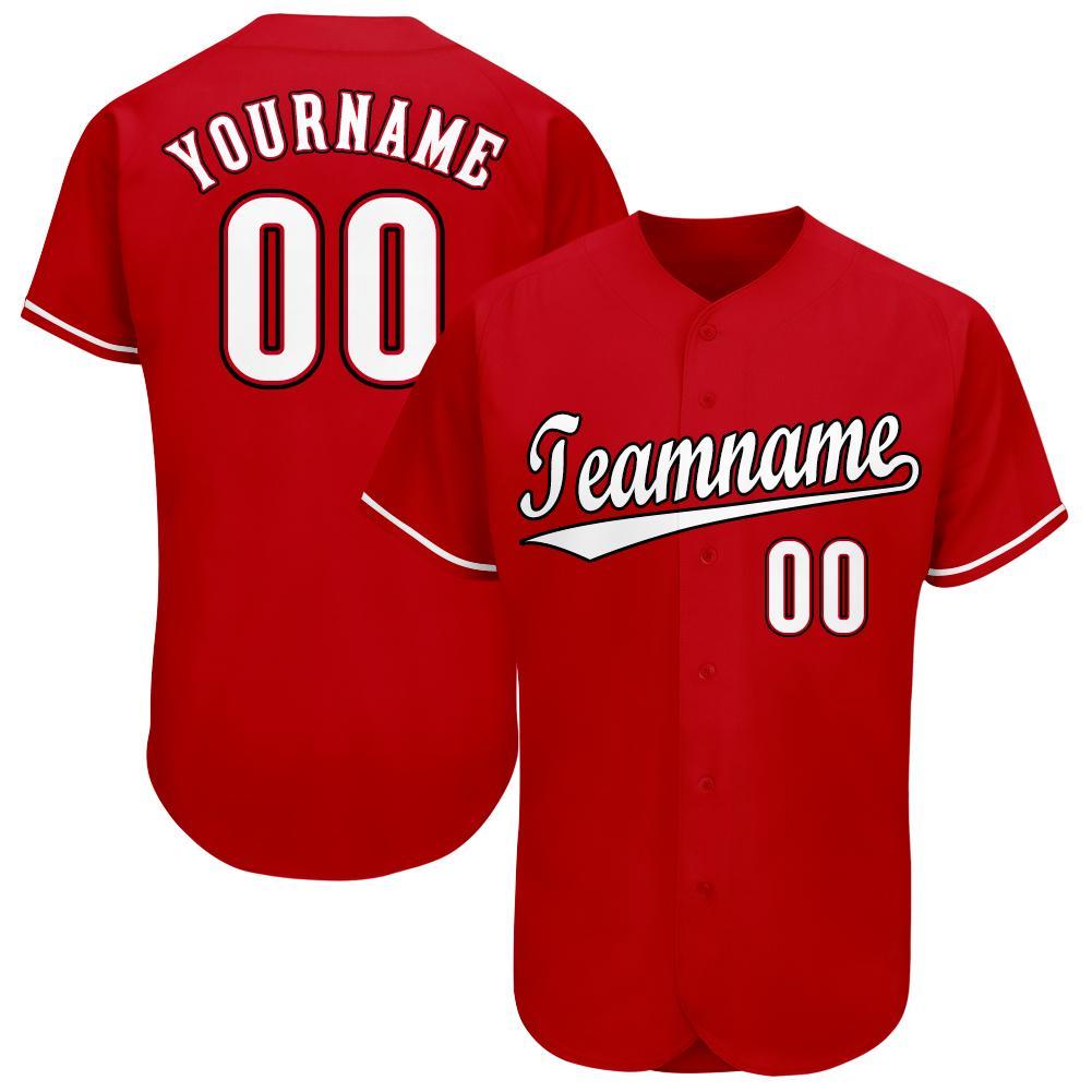 Custom Red White-Black Baseball Jersey - Main View