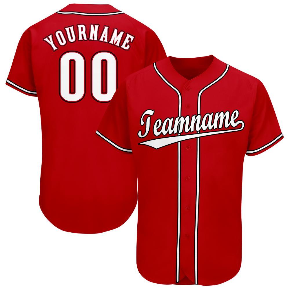 Custom Red White-Black Baseball Jersey - Main View