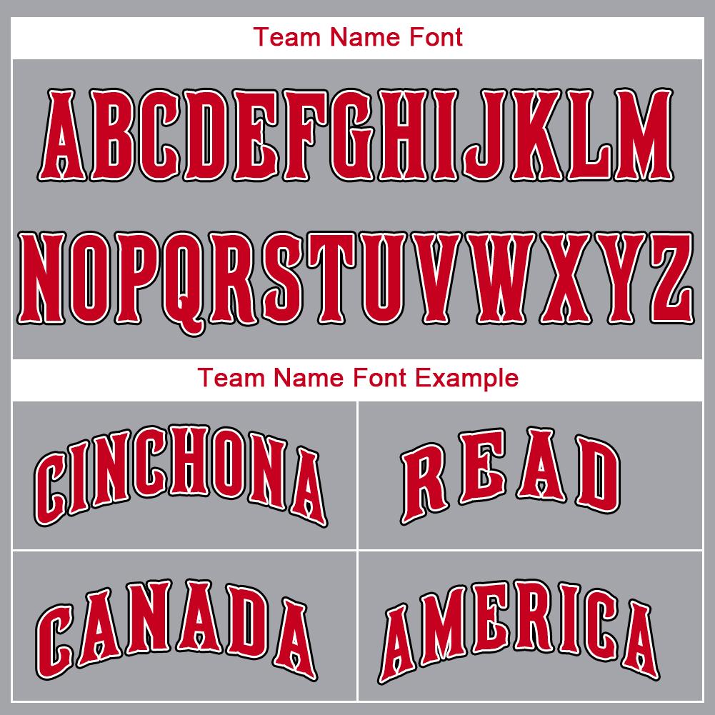 Custom Gray Red-White Baseball Jersey view 5