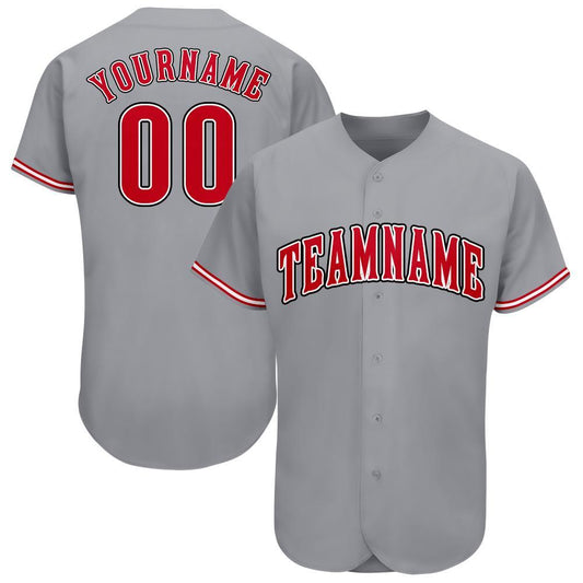Custom Gray Red-White Baseball Jersey - Main View