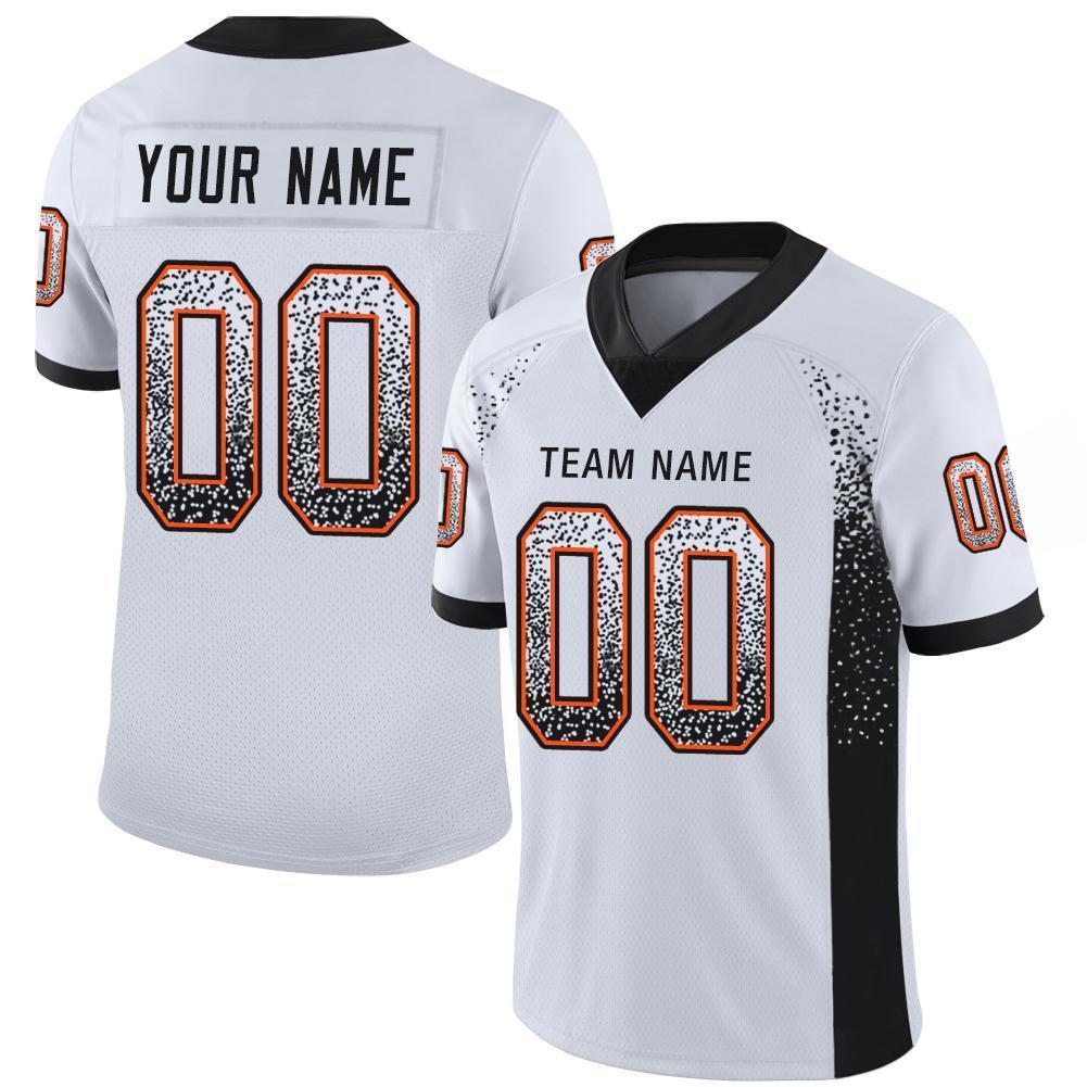 Custom White Black-Orange Drift Fashion Football Jersey - Main View