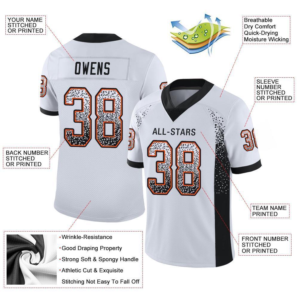 Custom White Black-Orange Drift Fashion Football Jersey view 3