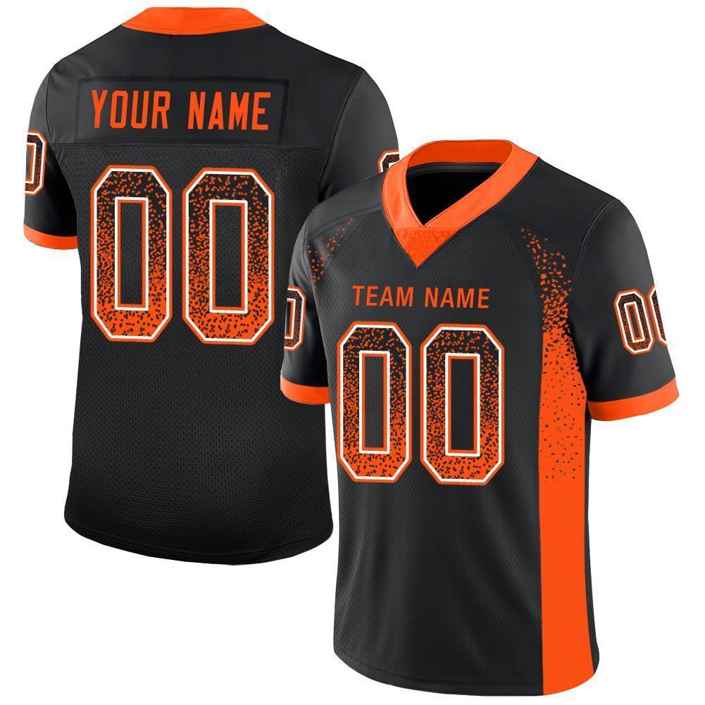 Custom Black Orange-White Drift Fashion Football Jersey - Main View