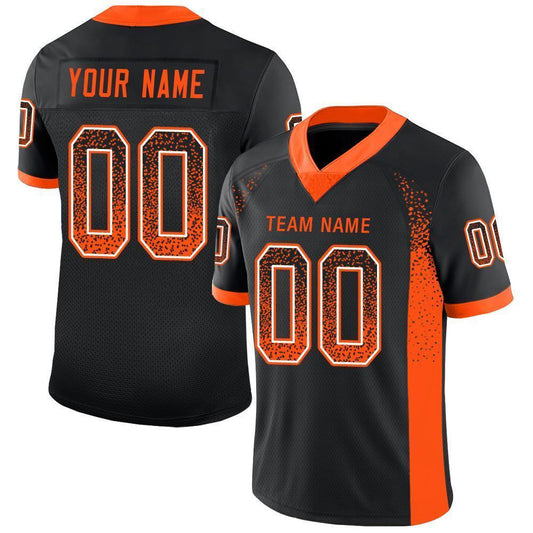 Custom Black Orange-White Drift Fashion Football Jersey - Main View