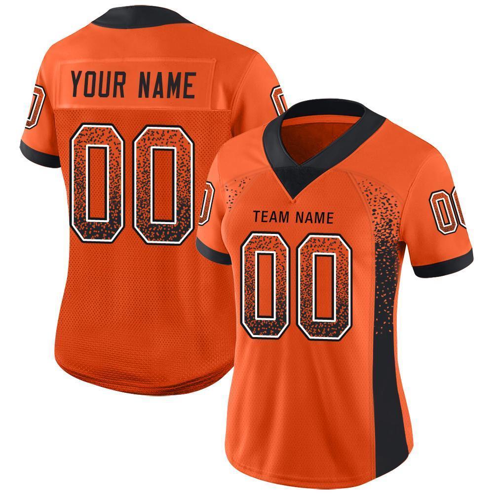 Custom Orange Black-White Drift Fashion Football Jersey view 2