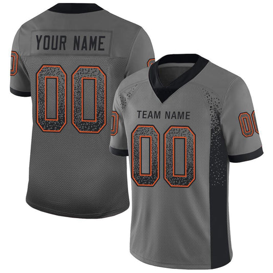 Custom Gray Black-Orange Drift Fashion Football Jersey - Main View