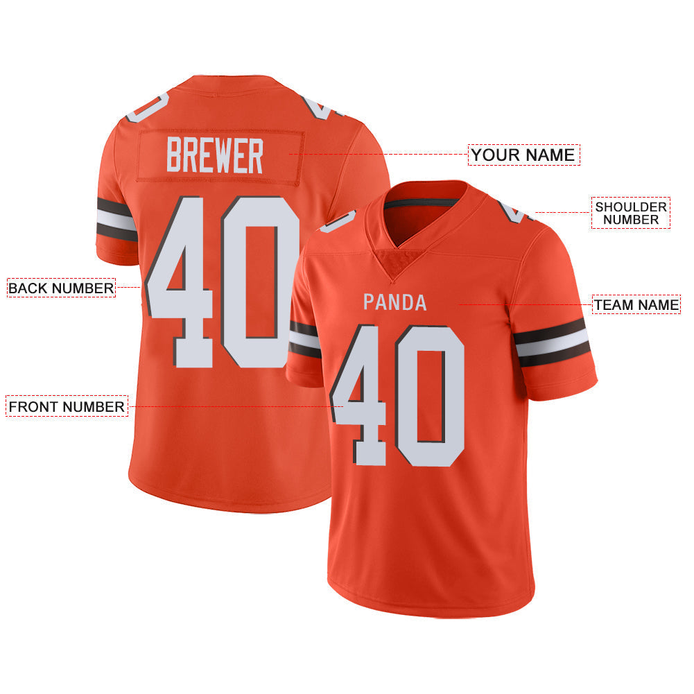 Custom C.Brown Stitched American Football Jerseys Personalize Birthday Gifts Orange Jersey - Main View
