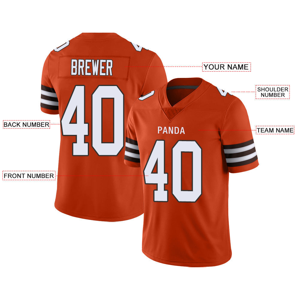 Custom C.Brown Stitched American Football Jerseys Personalize Birthday Gifts Orange Jersey view 2