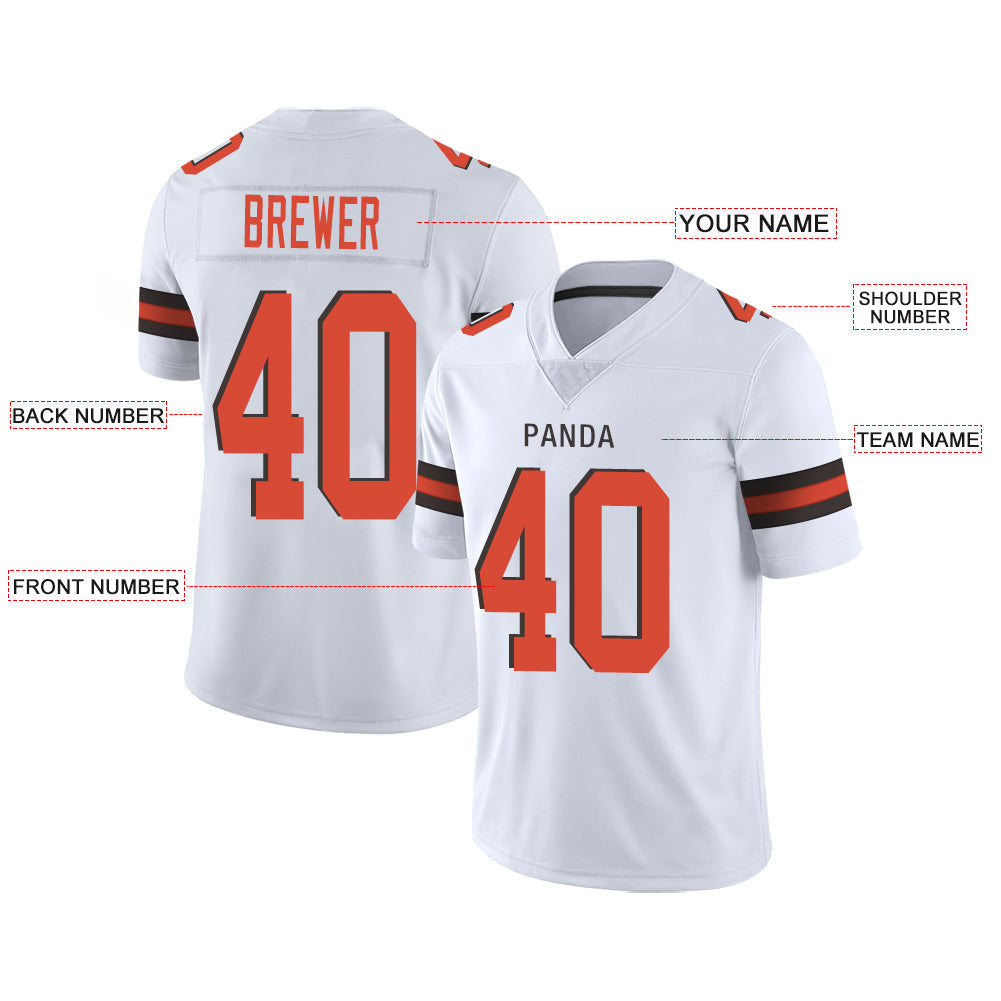 Custom C.Brown Stitched American Jerseys Personalize Birthday Gifts White Football Jerseys view 2