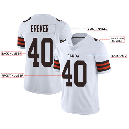 Custom C.Brown Football Stitched American Jerseys Personalize Birthday Gifts White Jersey view 2