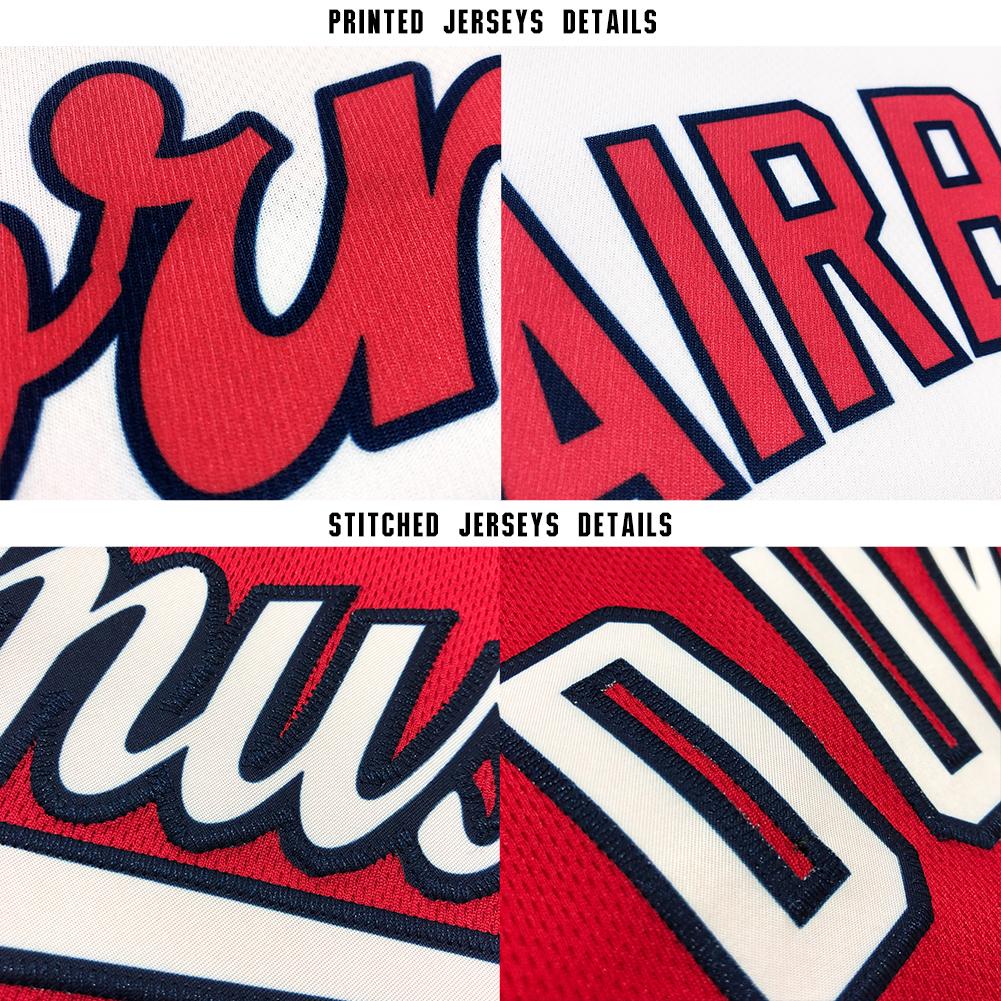 Custom White Red-Navy Baseball Jersey view 6