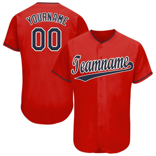 Custom Red Navy-White Baseball Jersey - Main View