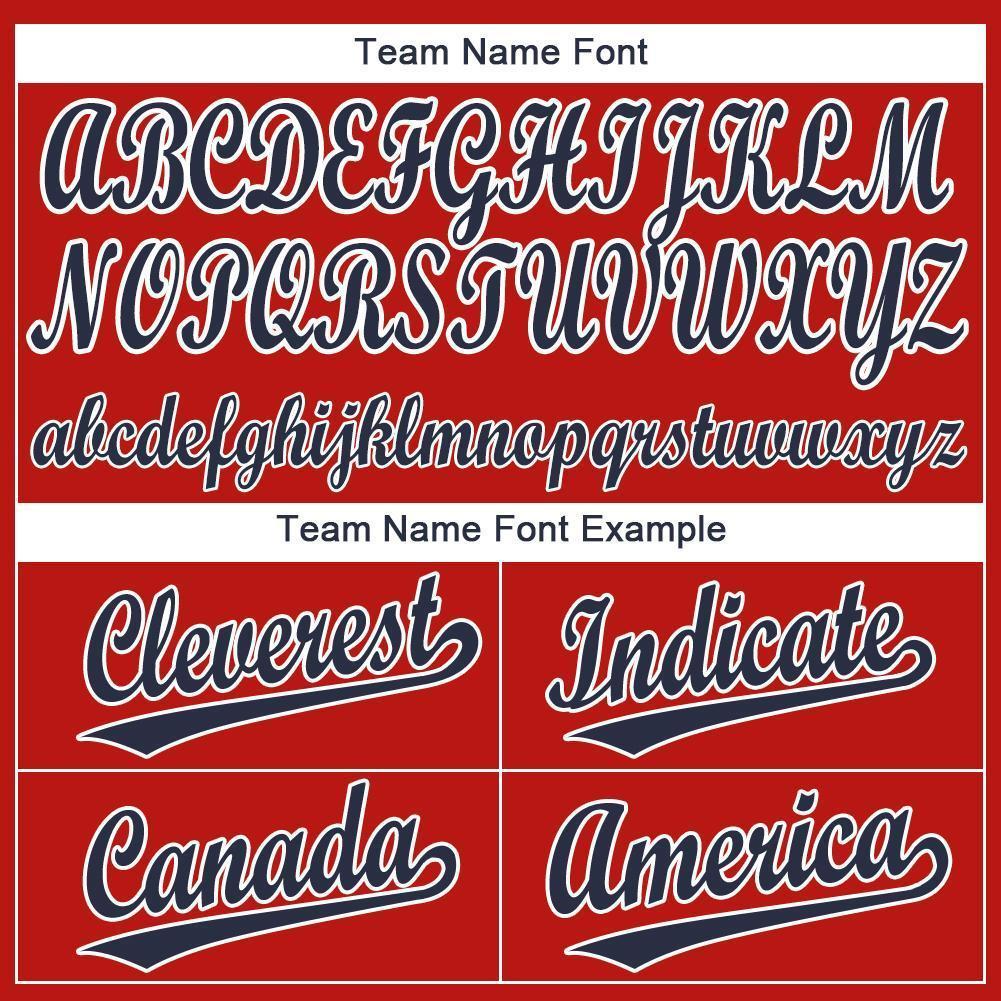 Custom Red Navy-White Baseball Jersey view 5
