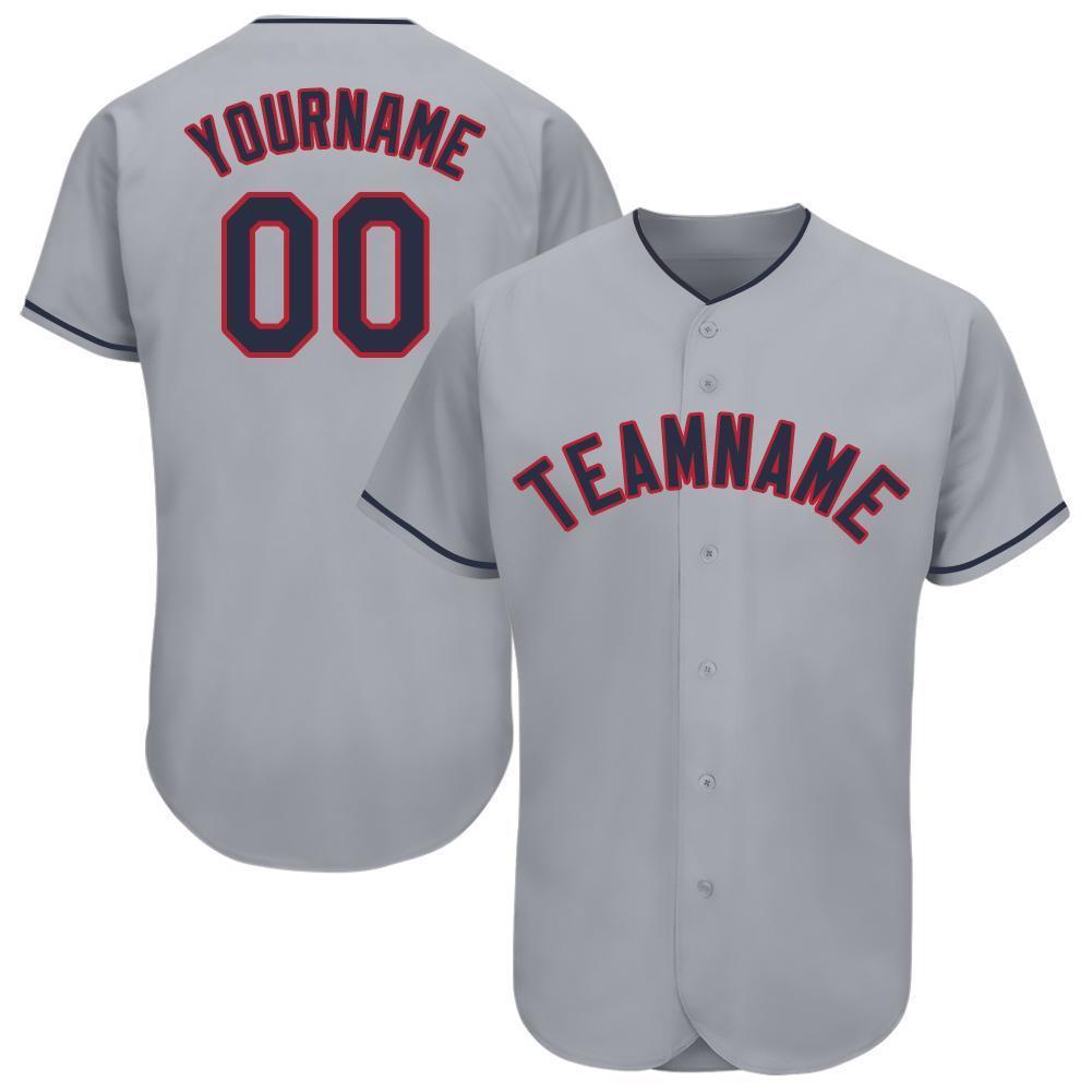 Custom Gray Navy-Red Baseball Jersey - Main View