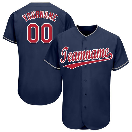 Custom Navy Red-White Baseball Jersey - Main View