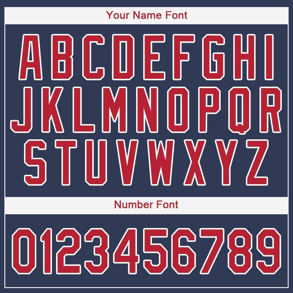 Custom Navy Red-White Baseball Jersey view 5