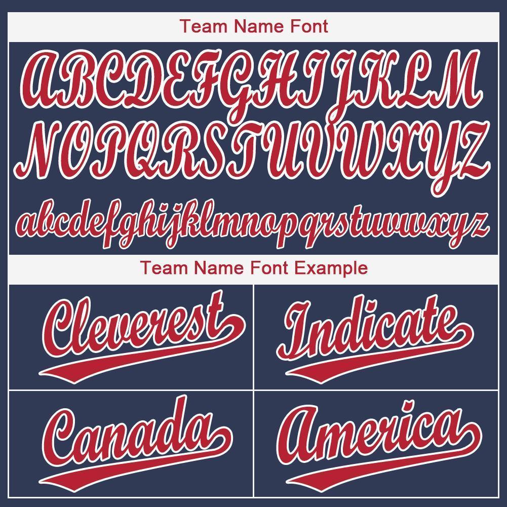 Custom Navy Red-White Baseball Jersey view 6