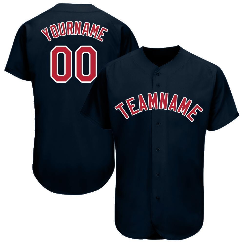 Custom Navy Red-White Baseball Jersey - Main View