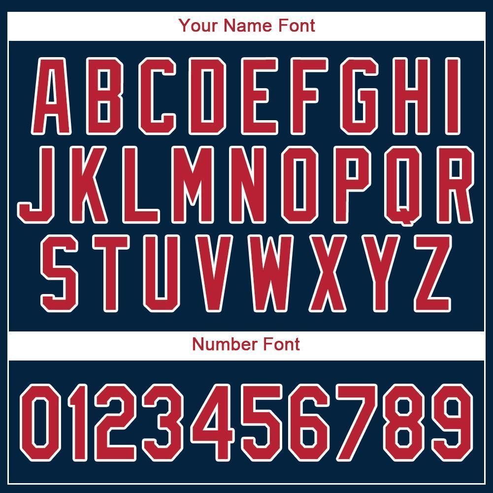 Custom Navy Red-White Baseball Jersey view 4