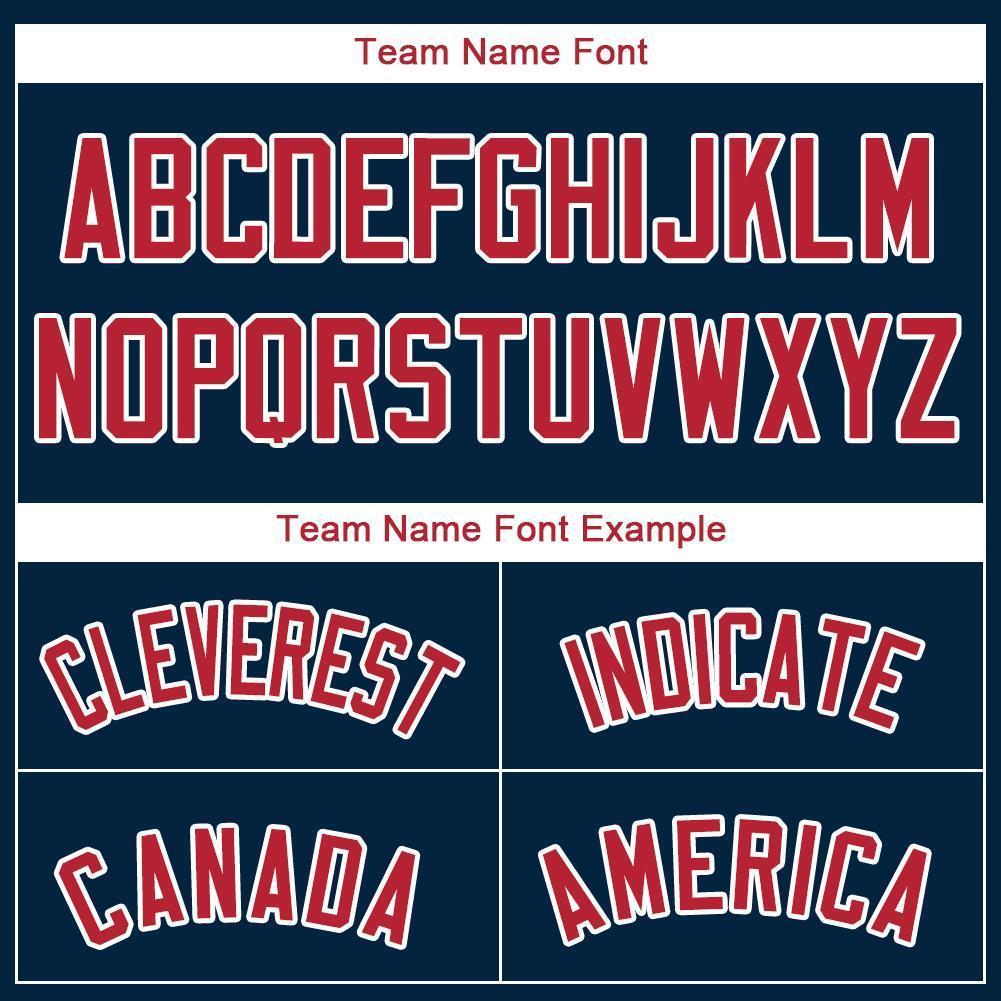 Custom Navy Red-White Baseball Jersey view 5