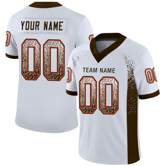 Custom White Brown-Orange Drift Fashion Football Jersey - Main View