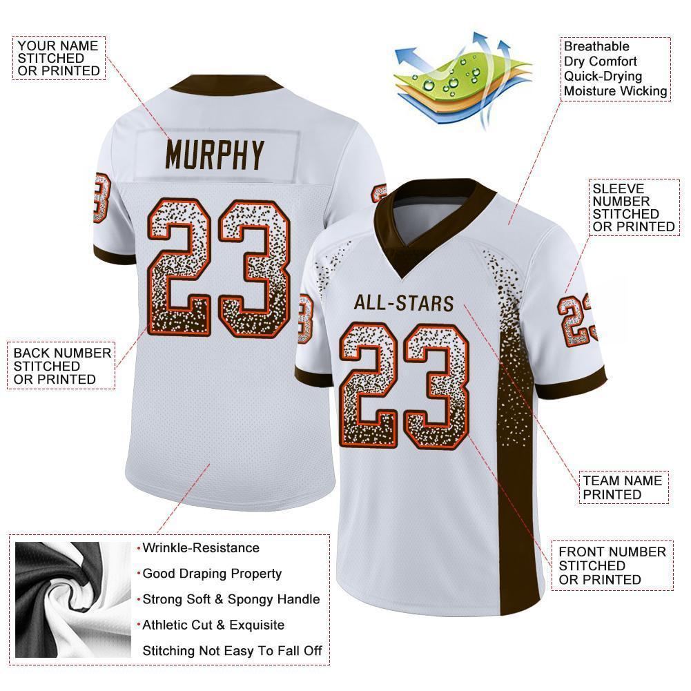 Custom White Brown-Orange Drift Fashion Football Jersey view 3