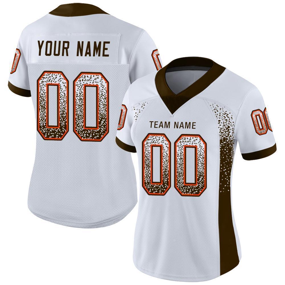 Custom White Brown-Orange Drift Fashion Football Jersey view 2