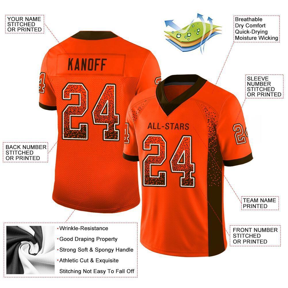 Custom Orange Brown-White Drift Fashion Football Jersey view 3