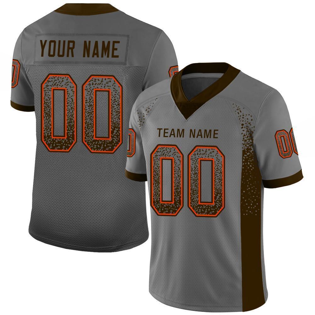 Custom Gray Brown-Orange Drift Fashion Football Jersey - Main View