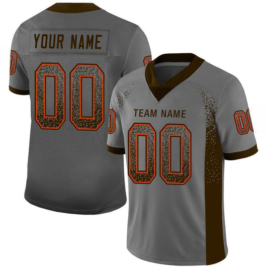 Custom Gray Brown-Orange Drift Fashion Football Jersey - Main View