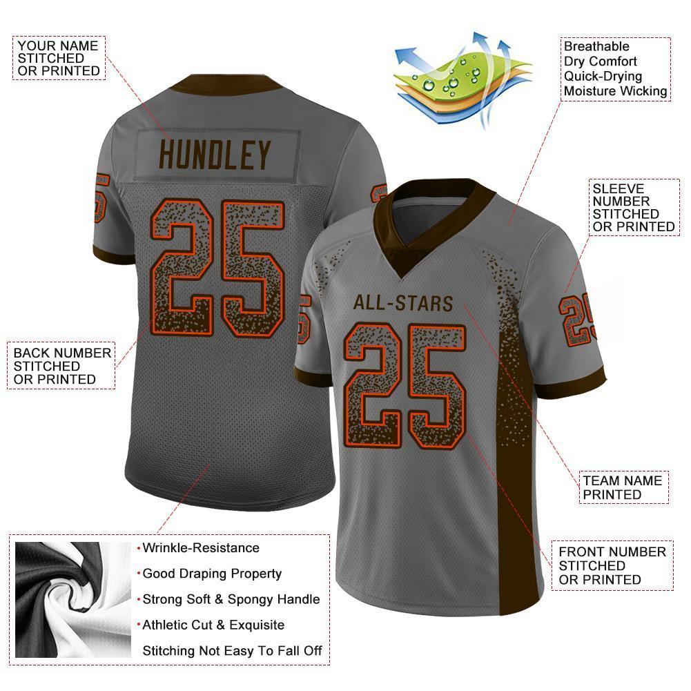 Custom Gray Brown-Orange Drift Fashion Football Jersey view 3