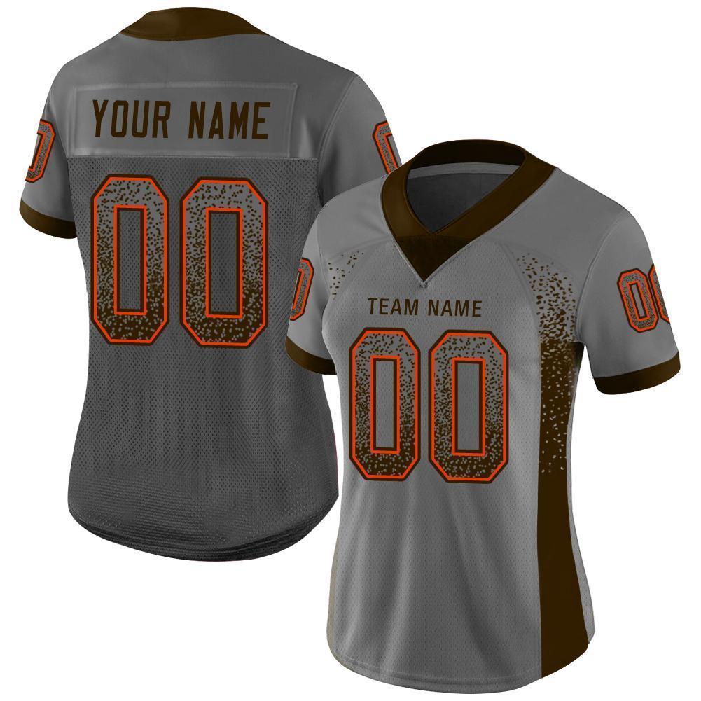 Custom Gray Brown-Orange Drift Fashion Football Jersey view 2