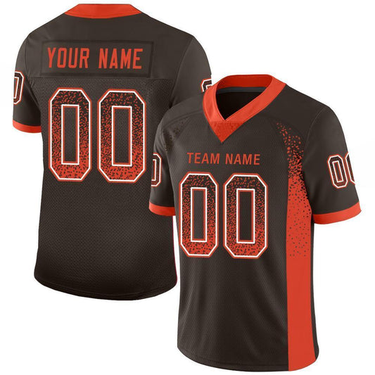Custom Brown Orange-White Drift Fashion Football Jersey - Main View