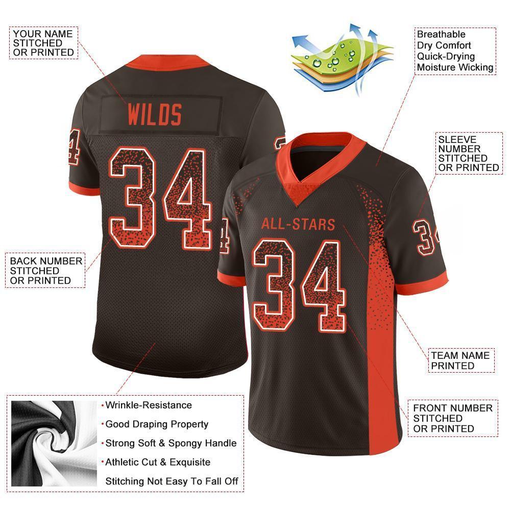 Custom Brown Orange-White Drift Fashion Football Jersey view 3