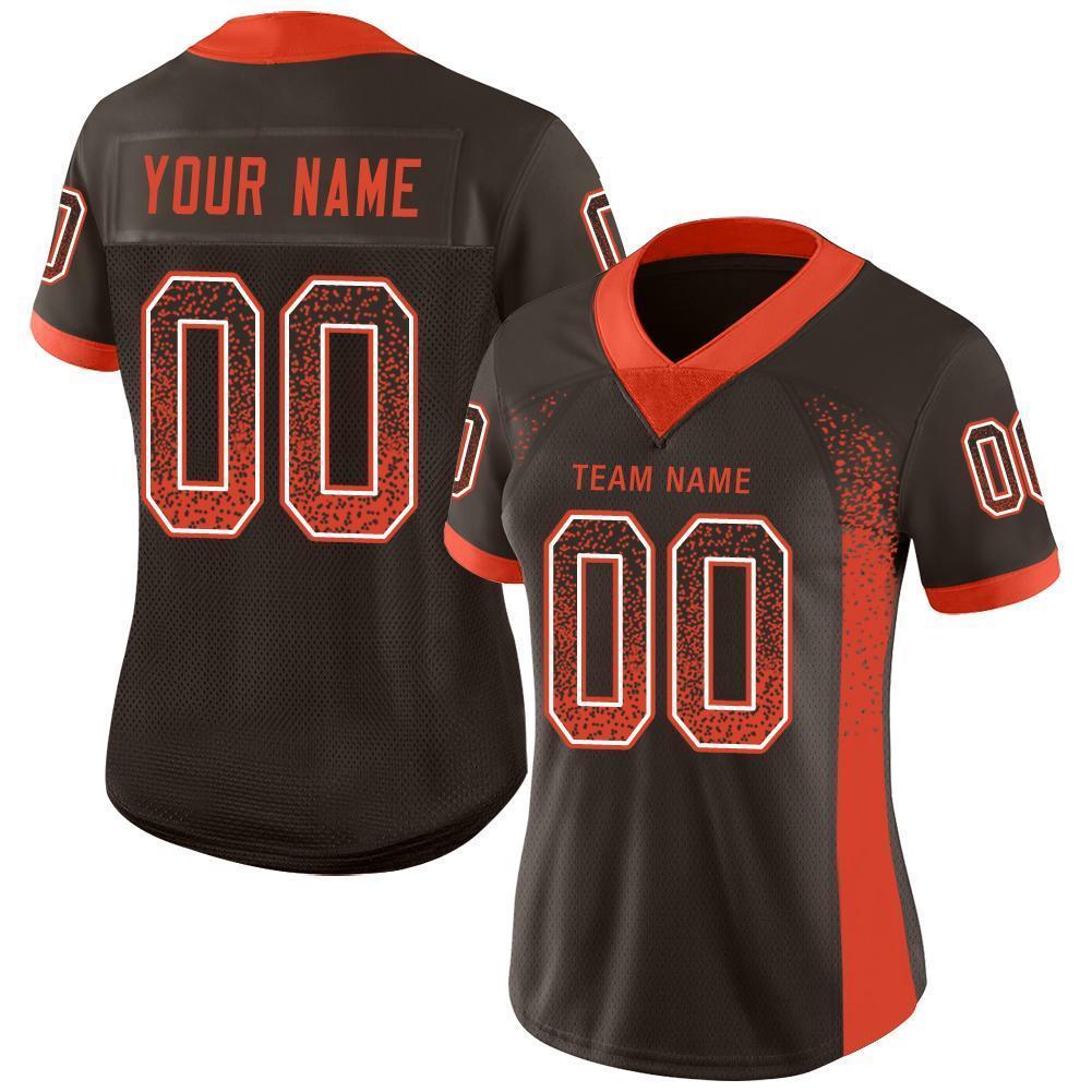 Custom Brown Orange-White Drift Fashion Football Jersey view 2