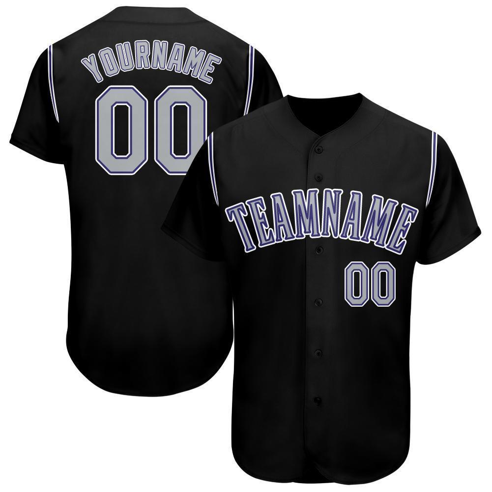 Custom Black Gray-Purple Baseball Jersey - Main View