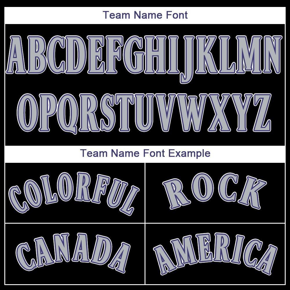 Custom Black Gray-Purple Baseball Jersey view 5