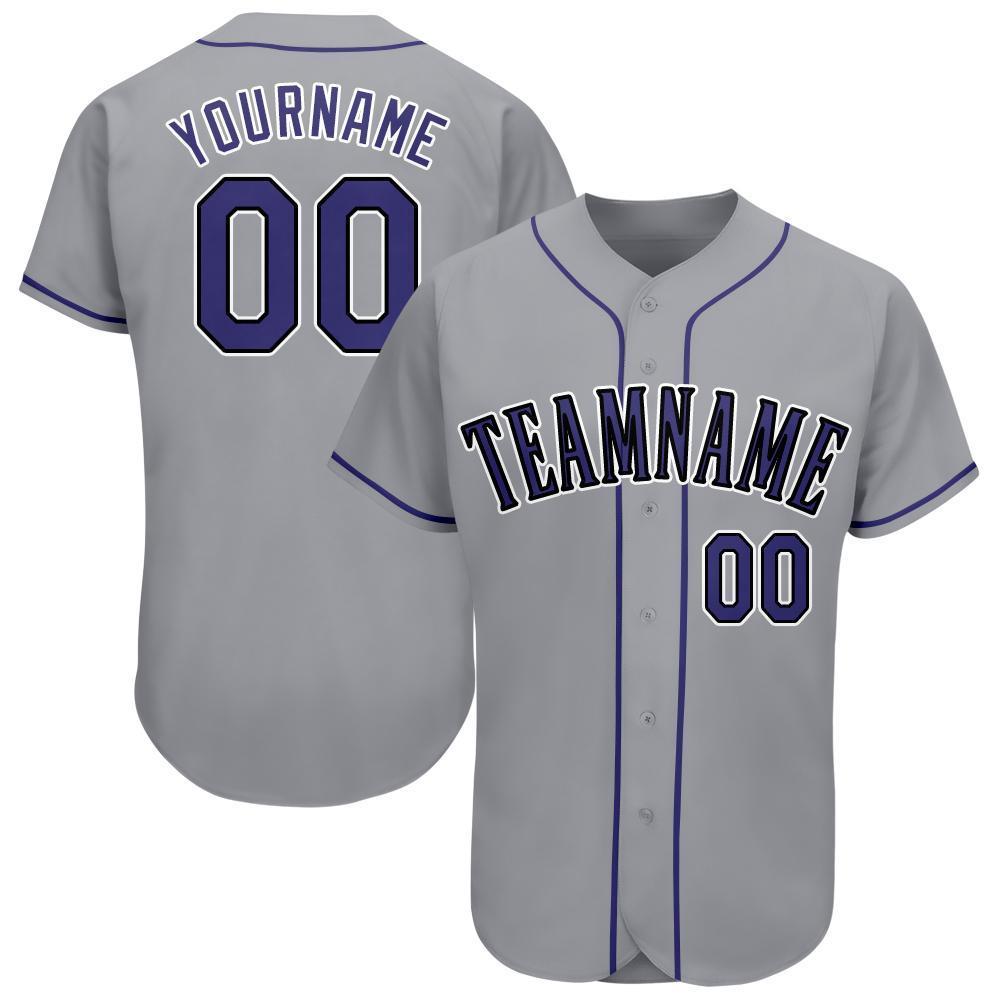 Custom Gray Purple-Black Baseball Jersey - Main View