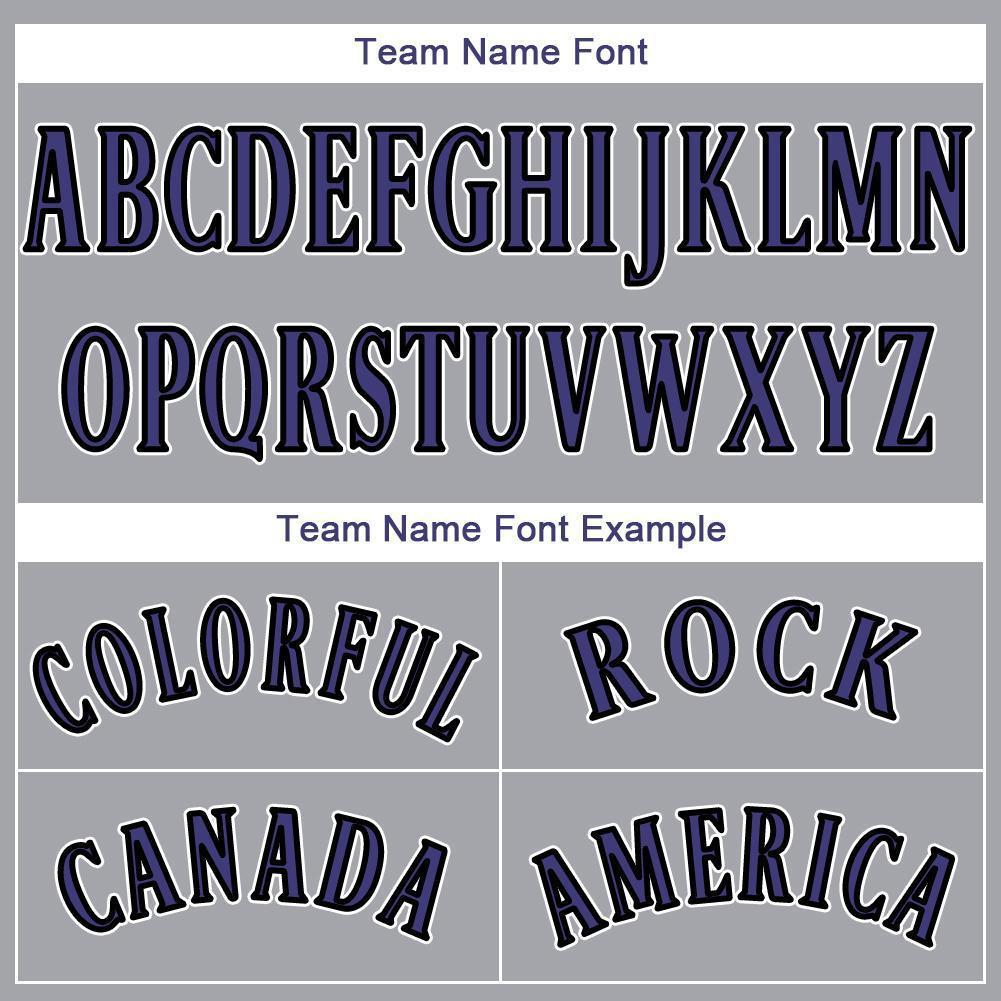 Custom Gray Purple-Black Baseball Jersey view 5