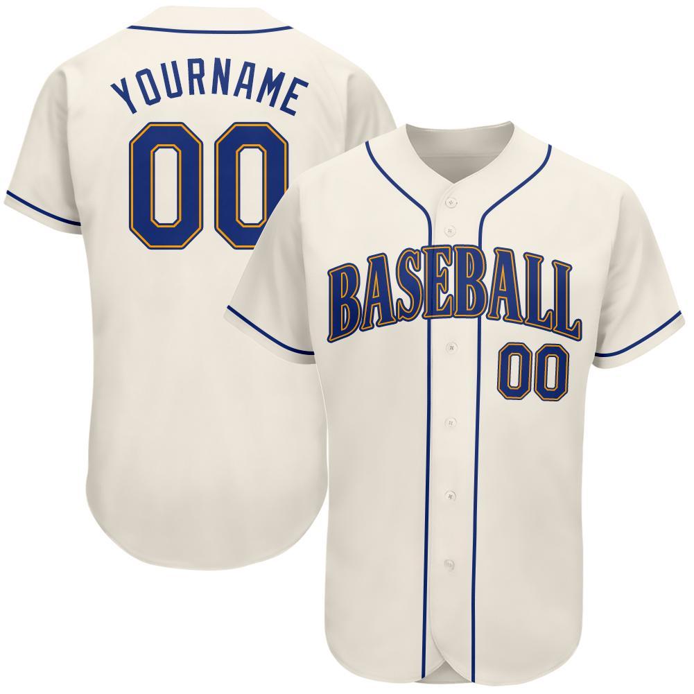 Custom Cream Royal-Gold Authentic Baseball Jersey - Main View