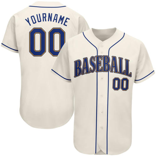Custom Cream Royal-Gold Authentic Baseball Jersey - Main View